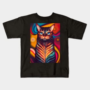 Trippy Psychedelic Cat Kids T-Shirt